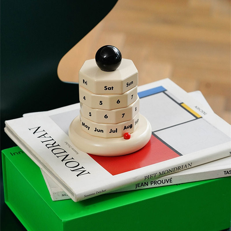 MOMO"S TALK — Wooden Perpetual Desk Calendar & Night Light - scene