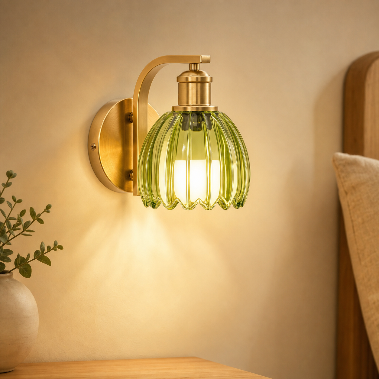 Verde Fluted Wall Sconce - lit