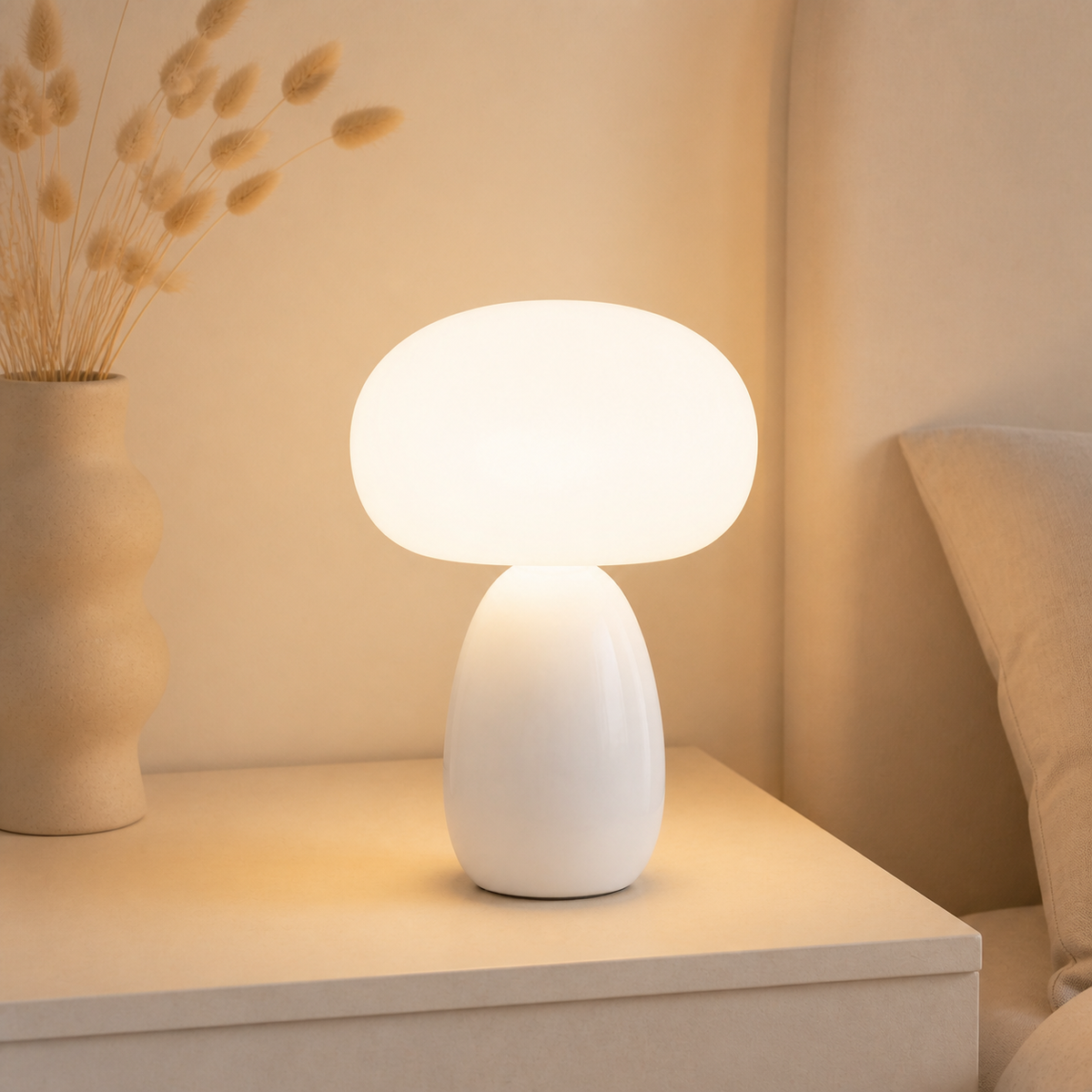 Mushroom Frost Table Lamp bedside scene