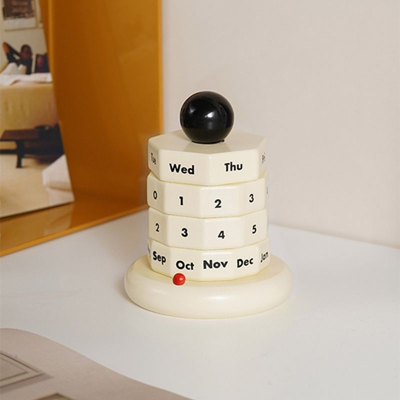MOMO"S TALK — Wooden Perpetual Desk Calendar & Night Light - lit