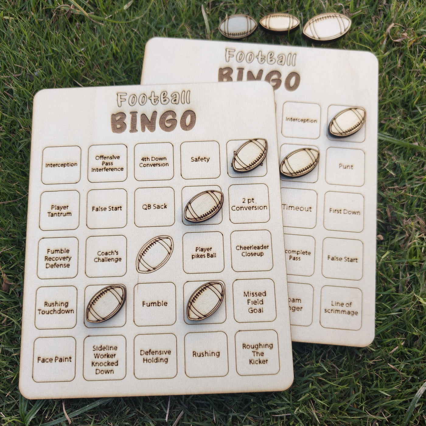 Football Bingo Game, Wooden Football-Themed Bingo Game, Tic-Tac-Toe Board Game, Sports Bingo, Cards Family Night Wood Gift for Adults,