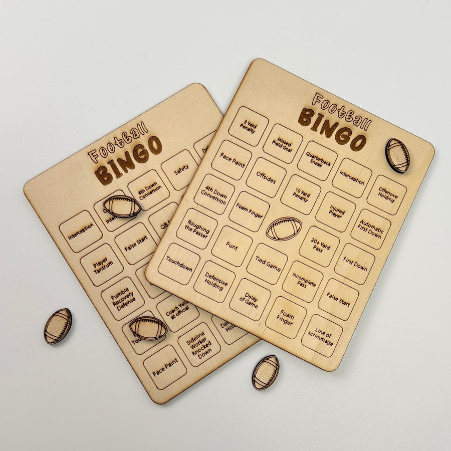 Football Bingo Game, Wooden Football-Themed Bingo Game, Tic-Tac-Toe Board Game, Sports Bingo, Cards Family Night Wood Gift for Adults,
