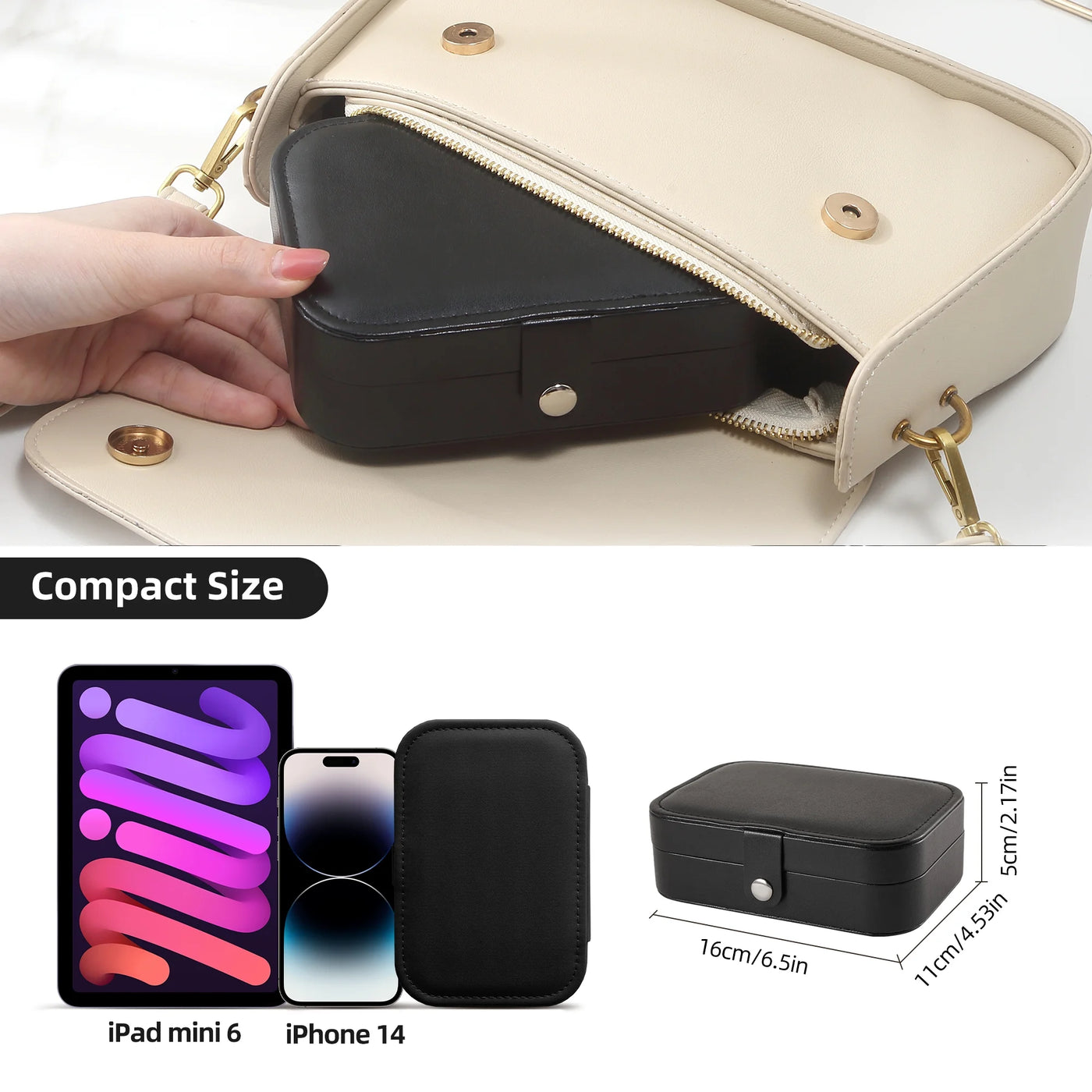 Portable Jewelry Box for Women Girls Double Layer Display Storage Organizer Earrings Ring Necklace Leather Travel Jewelry Case
