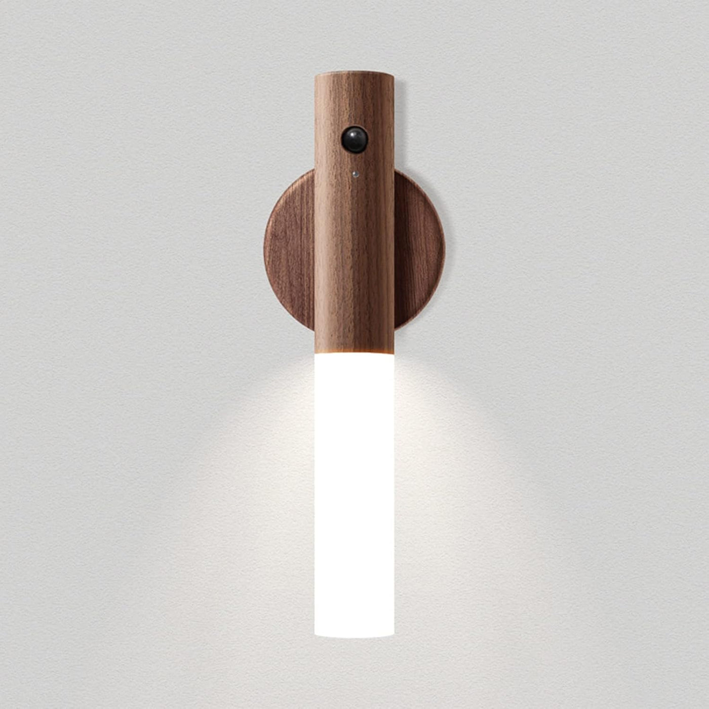 LED Baton Wall Light,Wooden Magnetic Light Rechargeable Wardrobes Light with Motion Sensor, 360°Rotatable Wall Lamp Portable Night Light for Cabinet,Walnut