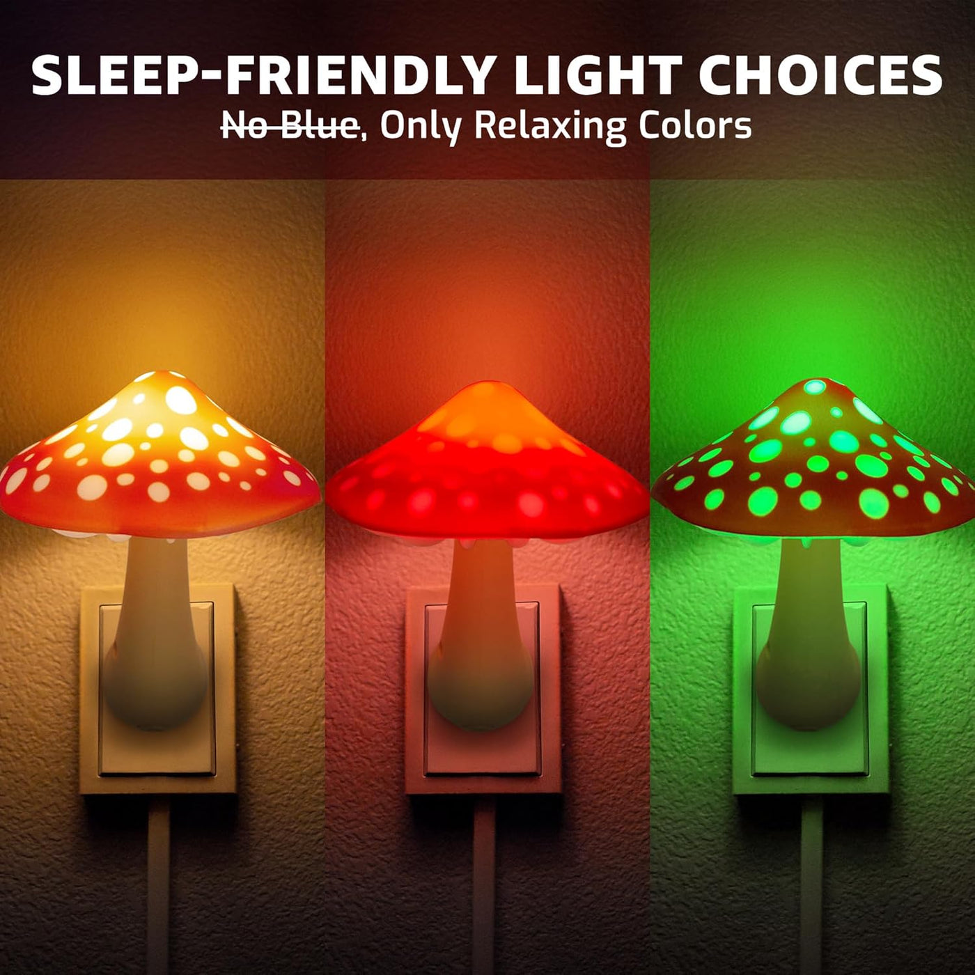 Mushroom Night Light Plug in - Manual Color Changing LED Mushroom Nightlight Wall Lamp - Whimsical Cute Red Fairy Unique Fun Cool Weird Hippie Shroom Stuff Ambient Decor Nursery Bed Gift Kids Adult