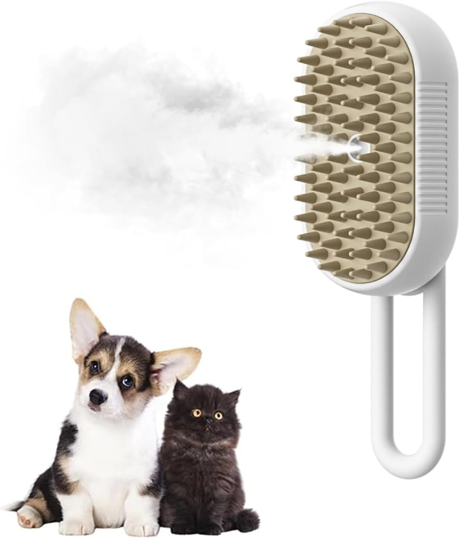 3-In-1 Self-Cleaning Steam Grooming Brush - Removes Loose Undercoat for Long & Short Haired Cats, Kittens