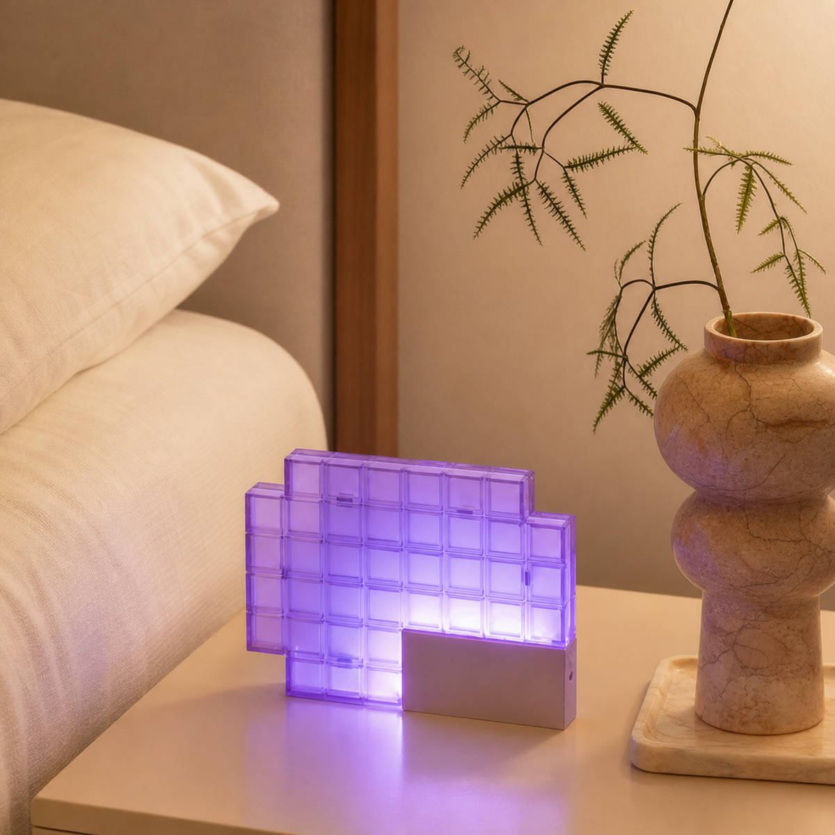 Gridlight Blocks - lit bedroom scene